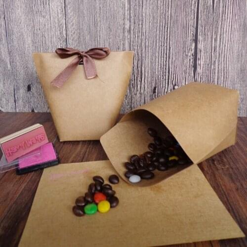 5Pcs Paper Candy Chocolate Cake Box Gift Bag Wedding Favors Party Decor Ribbon