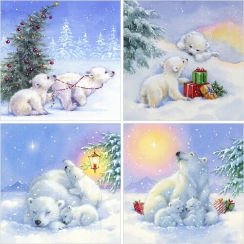 Evershine Diamond Painting 5D DIY Bear Full Square Diamond Embroidery Winter Animal Mosaic Art Cross Stitch Kits Handmade Gift