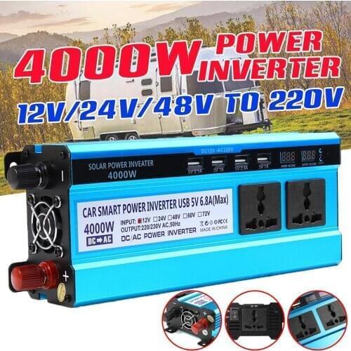 4000W Car Solar Power Inverter DC 12/24/48V To AC 220V Sine Wave Converter