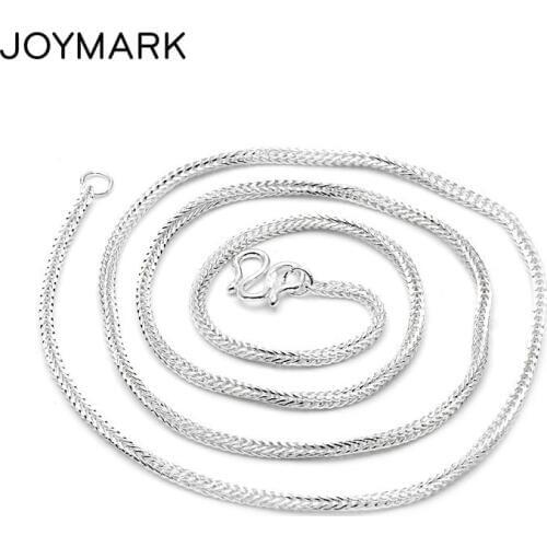 1.5mm 18" White Gold Color Top Quality 990 Sterling Silver Fox Tail Chain Necklaces For Women Men Pendant Fine Jewelry SCN-T06