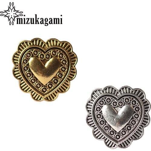 3pcs/lot 27MM Retro Zinc Alloy Sweet Heart Silver Gold Decorative Buttons Charms Pendants For DIY Accessories