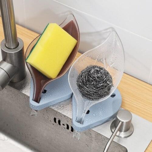 Drain Soap Box Creative Leaf Shape Punch-Free Soap Holder Multifunctional Storage Rack for Bathroom Kitchen Bathroom Products Re