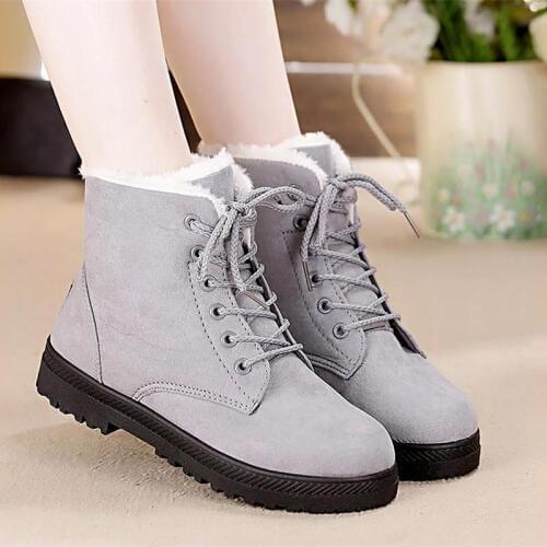 Dropshipping Snow Boots 2018 Classic Heels Suede Women Winter Boots Warm Fur Plush Insole Ankle Boots Women Shoes Hot Lace-up