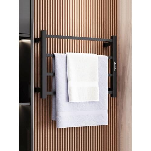 2021 New Luxury Black 304 stainless steel towel warmer electric with LED Timer 110V/220V Electric towel rack warmer for bathroom