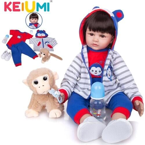 KEIUMI 24 Inch Reborn Baby Dolls Princess Silicone Reborn Cloth Body Menina Boenca Stuffed Girl Dol For Toddler Birthday Gifts
