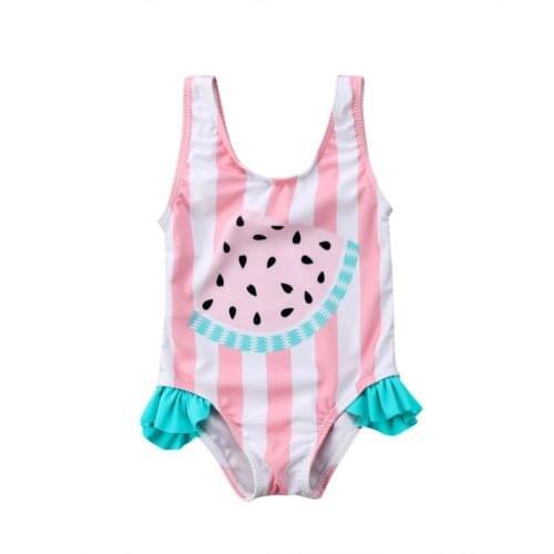 Baby Girls Watermelon Striped Swimsuit Toddler Swimwear Kids Swimming Girl Bikini Bathing