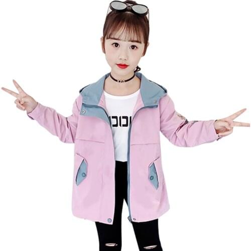 Girls Coat Embroidery Pattern Girl Coat Outerwear 2021 Girls Jackets Spring Autumn Childrens Clothes 6 8 10 12 14