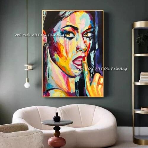 Hot Sell Palette Knife Painting 100% handmade portrait paintings face Painting for wall decor abstract wall art handmade image