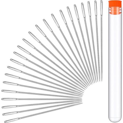 LMDZ 23 PCS Large Eye Sewing Needles, 1.97in Sewing Stitch Needle Handmade Leather Tool Needle Embroidery Thread Needle