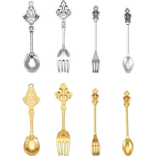 Spoon Fork Tibetan Style Alloy Big Pendant Kitchen Mixed Color Components for DIY Jewelry Making Necklace keychain Decoration