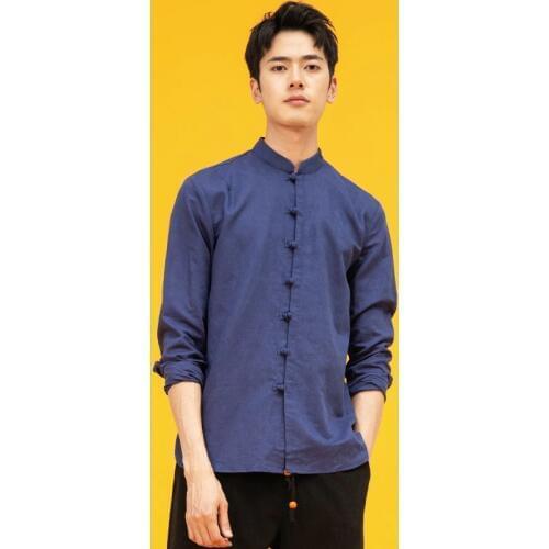 Chinese shirt bouse men traditional chinese clothing for men male Chinese mandarin collar shirt kung fu outfit tops TA161