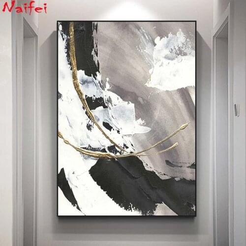 Modern Abstract Yellow Black and White Spray Decorative 5d Diamond Painting Cross Stitch Full Diamond Embroidery Kits