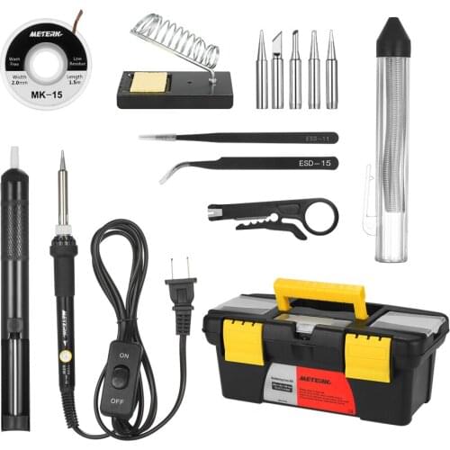 14in1 60W Adjustable Temperature Welding Soldering Iron Soldering Iron Kit with ON/OFF Switch 5pcs Soldering Tips with box