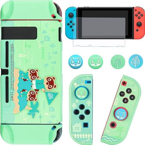 Dockable Protective Case Kit For Nintendo Switch Console Shell Animal Cover Protection Bundle & Screen Protector Thumb Grip Case