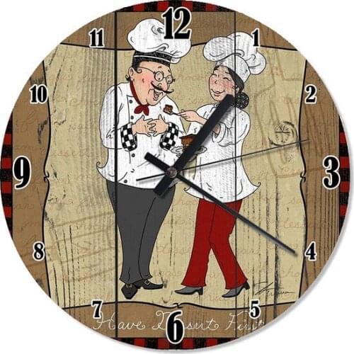 Chef Cooks Kitchen Akarlı Wall clock 30x30cm Wall clock relogio de parede настенные часы horloge murale