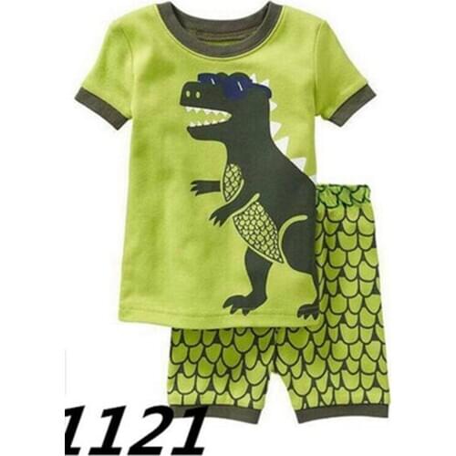 Newest Summer Children Boys Pajamas 100% Cotton Short Sleeve T Shirt + Shorts Sleepwear/Clothing Cets for 2-7 Year