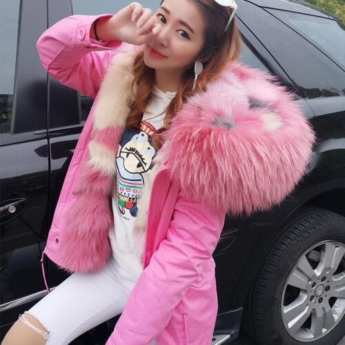 Maomaokong 2020 new grass waves green ice cream super big raccoon collar fox fur Liner leisure jacket female