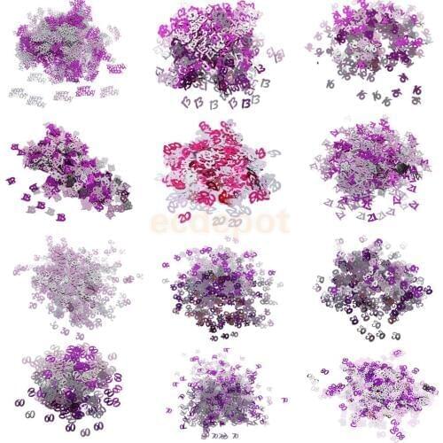 Sprinkles Figure All Age Silver Pink Wedding Birthday Anniversary Party Table Confetti Foil Scatters 15g