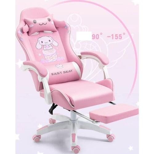 Cartoon Pink gaming chair,girls live chair,Women Cute lift swivel chair,office computer chair,home gamer chair with footrest