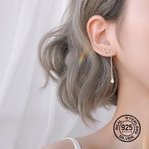 S925 Silver Needle Earrings For Women Tassel Chain Wing Cute Fashion Geometric Retro Design Lady Gifts Engagement Jewelry INEFFA