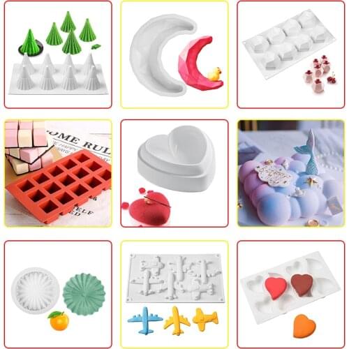 Silicone Cake Mold Nonstick Heat Resistant Reusable Baking Tools Tray DIY Birthday Christmas Bakeware Heart Mousse Mould