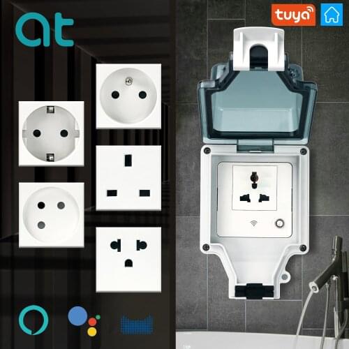 TuYa WIFI Smart Waterproof Socket Wireless APP Control Home Socket US/UK/DE/FR/ISR/multifunctional Standard APP Control Work