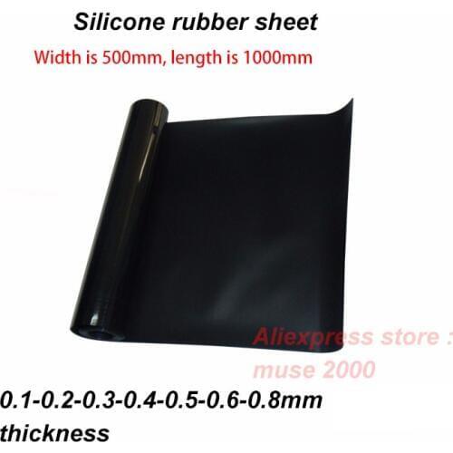 500x1000mm pcs thinner black Silicone rubber sheet 0.1 0.2 0.3 0.4 0.5 0.6 0.8 mm thickness board Insulation thermotolerace