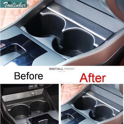 Tonlinker 1-2 PCS Car DIY NEW ABS Matt inner the central cup light box cover case Stickers for HONDA GERIZ 2015-16 accessories