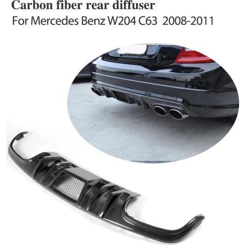 Carbon Fiber Dual Outlet Rear Bumper Diffuser Lip For Mercedes-Benz C-Class C63 AMG 2008 2009 2010 2011