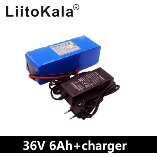 LiitoKala 36V 6ah 500W 18650 lithium battery 36V 8AH Electric bike battery with PVC case for electric bicycle 42V 2A charger