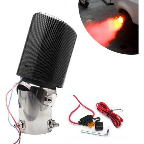 Artudatech Universal Carbon Fiber Luminous Tail Throat Tail Pipe Muffler Led Light Red