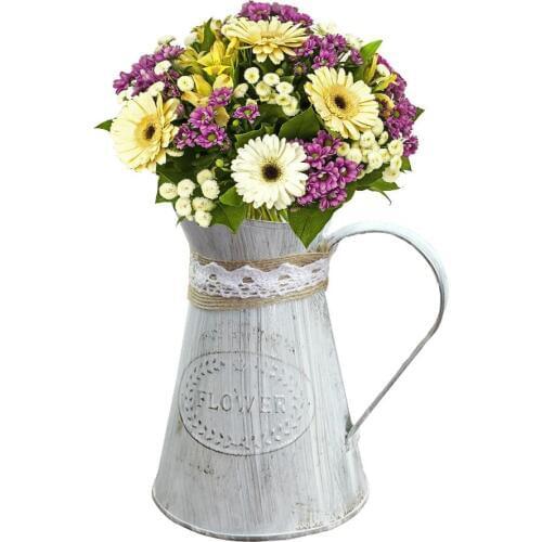 Retro Vintage Iron Flower Pot Bucket Storage Barrel Simulated Garden Flower Pot Vase Succulent Plant Barrel Home Decor