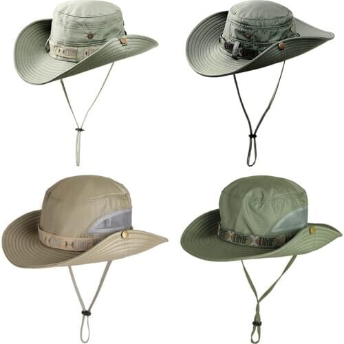 Protection Bucket Hat Fishing Hunting Safari Summer Men Sun Hat Fisherman’s Hat Men and Women Outdoor Caps Straw Bucket Hat