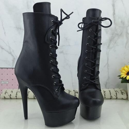 Leecabe Black PU Upper 15CM/6Inch Womens Platform party High Heels Shoes Pole Dance shoes