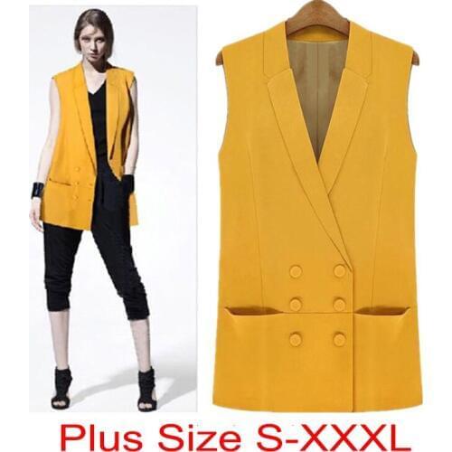 2017 Spring/Summer Women Elegant Suit Vest, Plus Size S-XXXL Double Breasted Workwear Vest