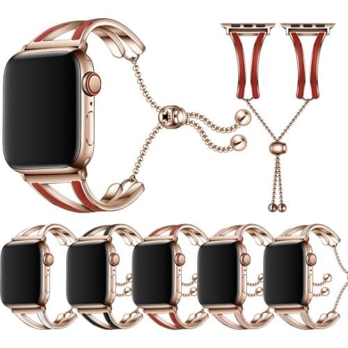 Women Luxury Bracelet for Apple Watch Band Series 5 4 3 2 1 Ladies Jewelry Strap for iWatch 40/44/38/42mm Metal Chain