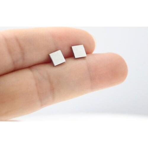 1Pair Tiny Square Stainless Steel Earrings Hearts Geometric Minimalist Earring Fashion Ear Jewelry Women Girls Men Kids Gift