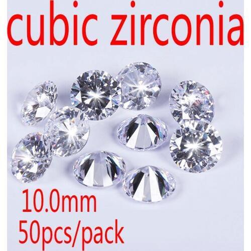 10MM White Cubic Zirconia Stone AAA Grade CZ Round Zircon Pedra de Zirconia DIY Beads Supplies for jewelry wholesale