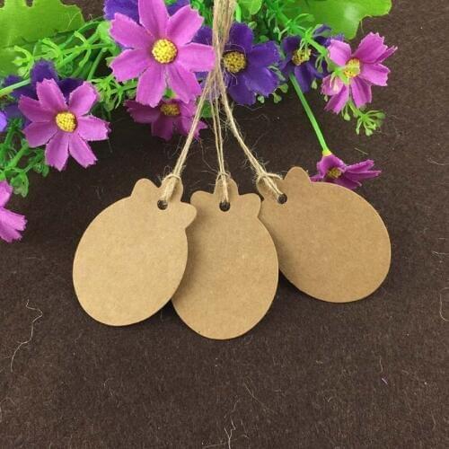 200pcs 5.7x4cm kraft fruit design blank hang tag Cute shape tags for tree decorate paper tag