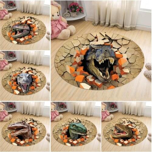 3D Cartoon Round Rug Carpet Home Decor Non-Slip Gaming Mat Dinosaur Floor Mat Rugs Carpets For Bedroom Prayer Swivel Chair Mat