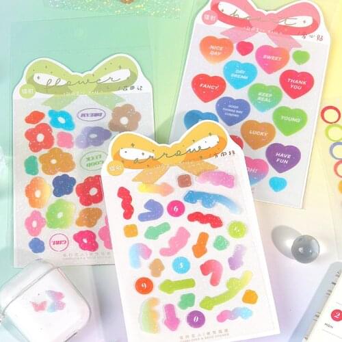 4 pcs/set Color Law Series Decorative Stickers Scrapbooking diy Label Diary Stationery Album Journal Planner Ribbon laser Stick