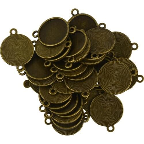 40x Blank Bronze Bezel Base For 16mm Cabochon Connector DIY Jewelry Making
