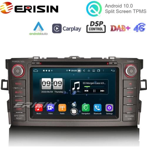 Erisin 8704 7" Android 10.0 Car Stereo GPS Satnav TPMS DVR DSP Apple CarPlay Auto DAB DVD Radio For TOYOTA Auris Corolla Altis