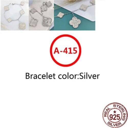A415 S925 sterling silver bracelet simple personality fashion style diamond 5 flower four leaf clover shape to send gift