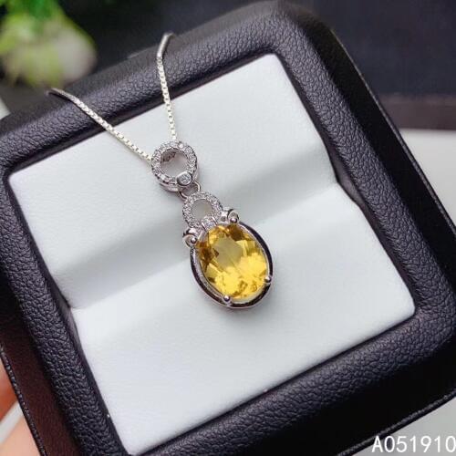 KJJEAXCMY boutique jewelry 925 sterling silver inlaid Citrine necklace Womens pendant popular fashion