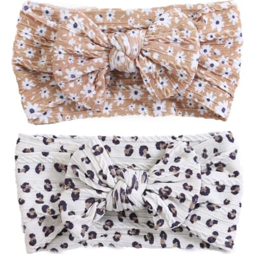 Floral Baby Headband, Cable Knit Nylon Headwraps, Baby Shower Gift, Kids Girls Hair Accessories