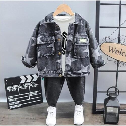 Spring Autumn Kids Boys Clothing Sets Children Denim Jacket +T-shirts +Jeans 3Pcs/Set Casual Sports Outfit Kids Tracksuits 2-7Y