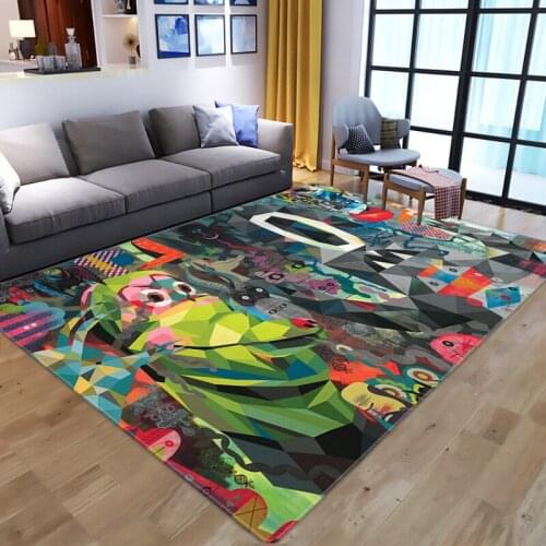 The latest living room with 3D color lion print carpet bedroom carpet childrens game crawl tent mat flannel childrens room dec