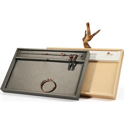 PU leather jewelry disk platters jewelry rings bracelets look pallet display tray jewelry fashion show disk