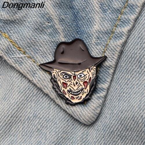 DMLSKY Freddy Krueger Metal Brooches Funny Pin Badge Cartoon Badges Icon on The Backpack Pins for Clothing Jewelry M2686